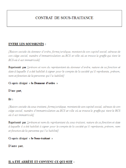 Soustraitance documents obligatoires 2019