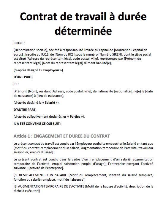 modele cdd - contrat de travail cdd pdf