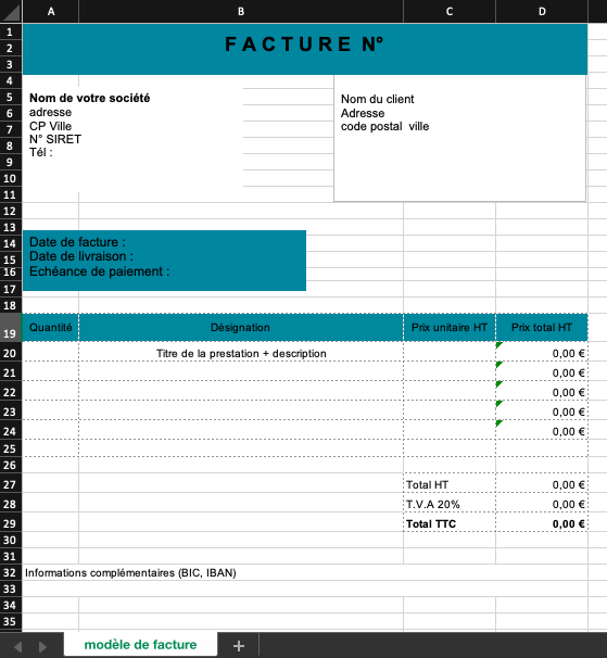 Sample Excel Templates: Modele Facture Avoir Excel