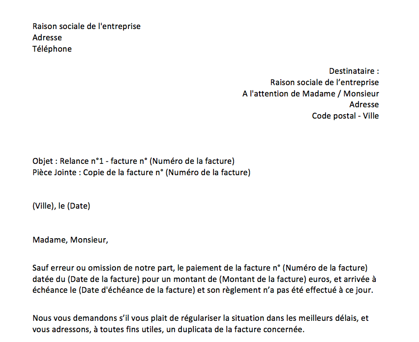 Lettre de relance de facture notre modèle gratuit (Mise à jour 2023)