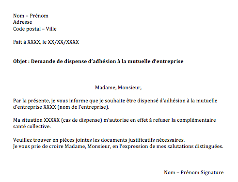 lettre refus mutuelle entreprise