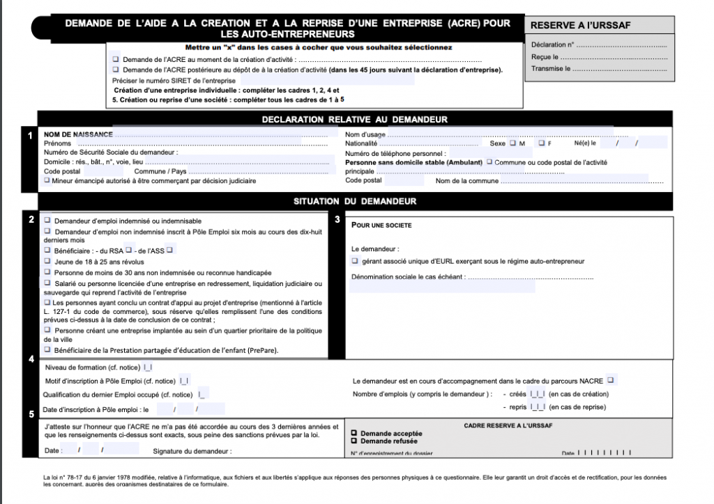 formulaire demande acre