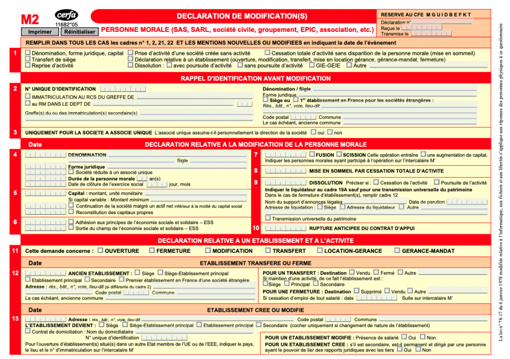 Modification société en ligne