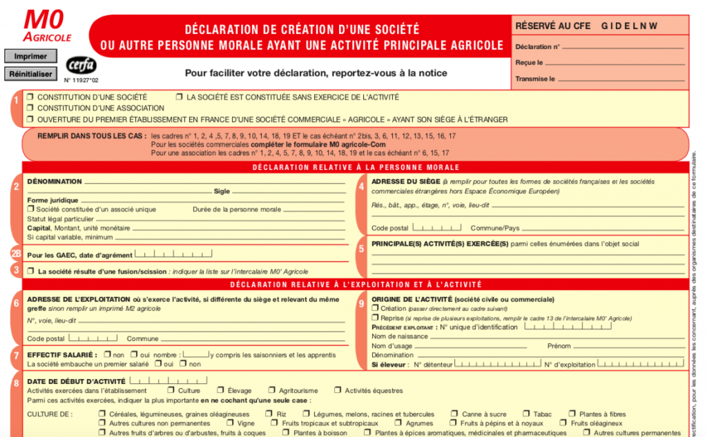 Immatriculation entreprise individuelle agricole