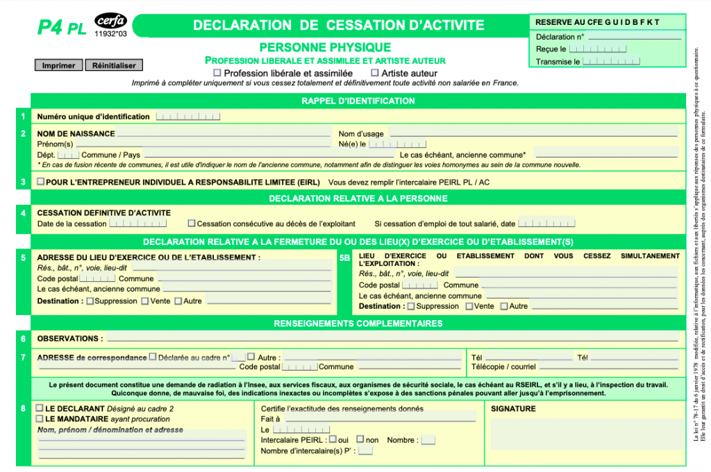 p4 pl cessation activite