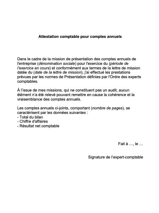 Modele Attestation Comptable Document Gratuit Mise A Jour 2021