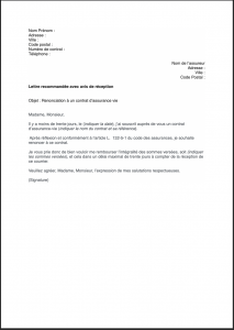 lettre retractation assurance vie