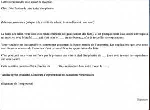 Modèle mise à pied disciplinaire (Mise à jour 2023)