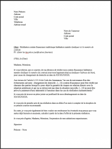 lettre type resiliation assurance mrh demenagement