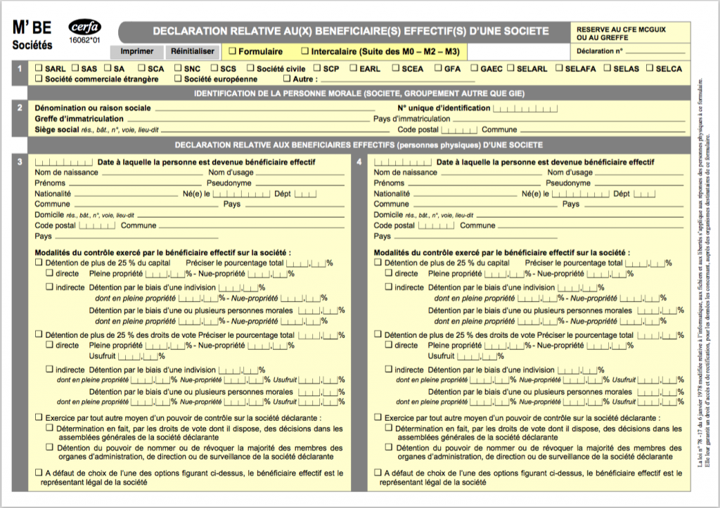 formulaire declaration beneficiaire effectif