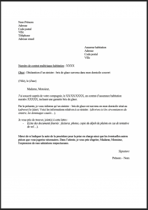 lettre type declaration bris de vitre assurance habitation