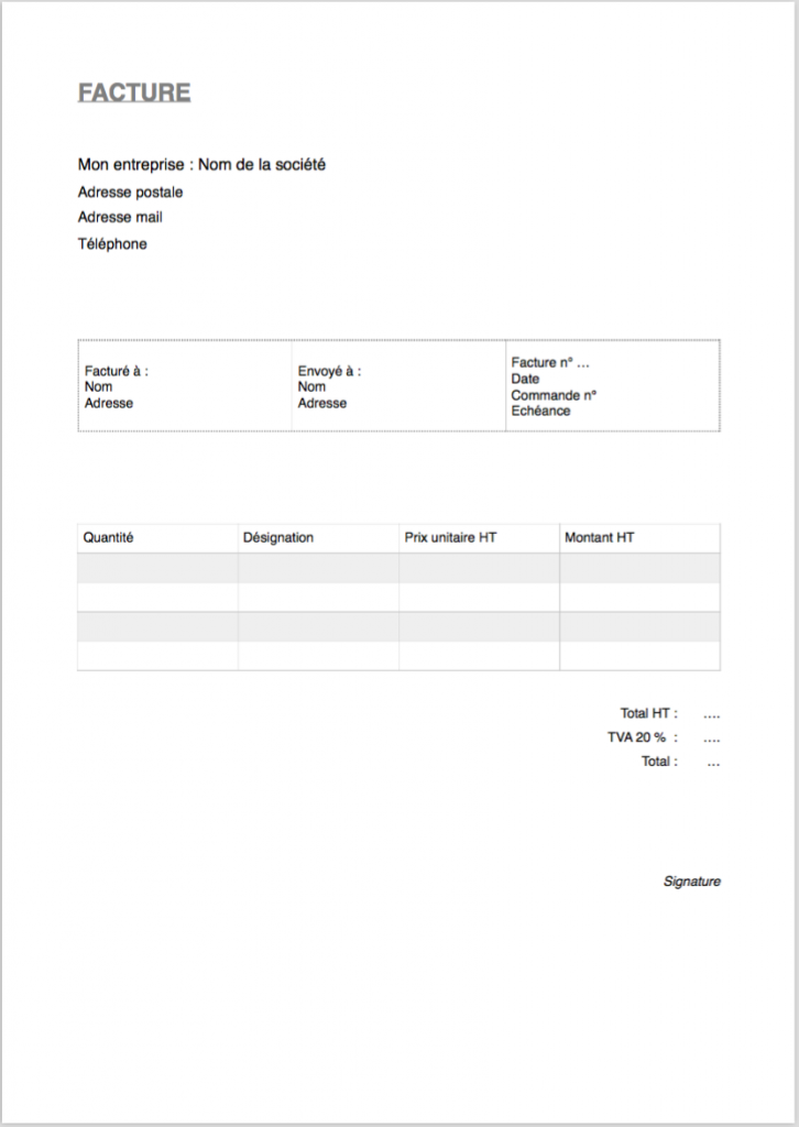 modele facture proforma