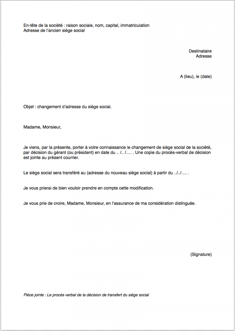 Modèle De Lettre Gratuite Pour La Direccte