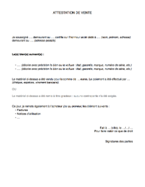 attestation de vente lettre de cession