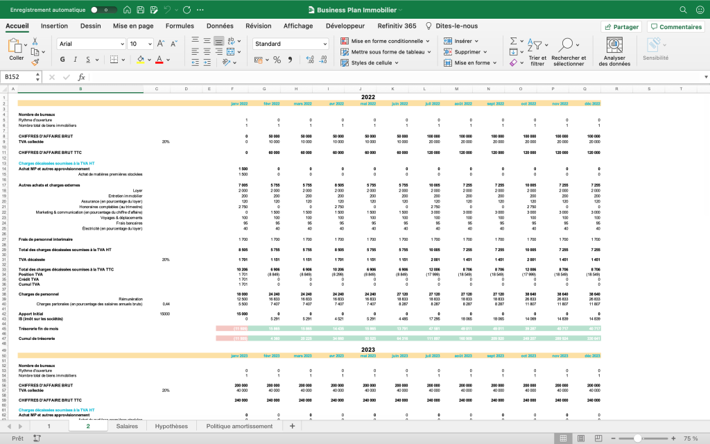 business plan achat immobilier excel