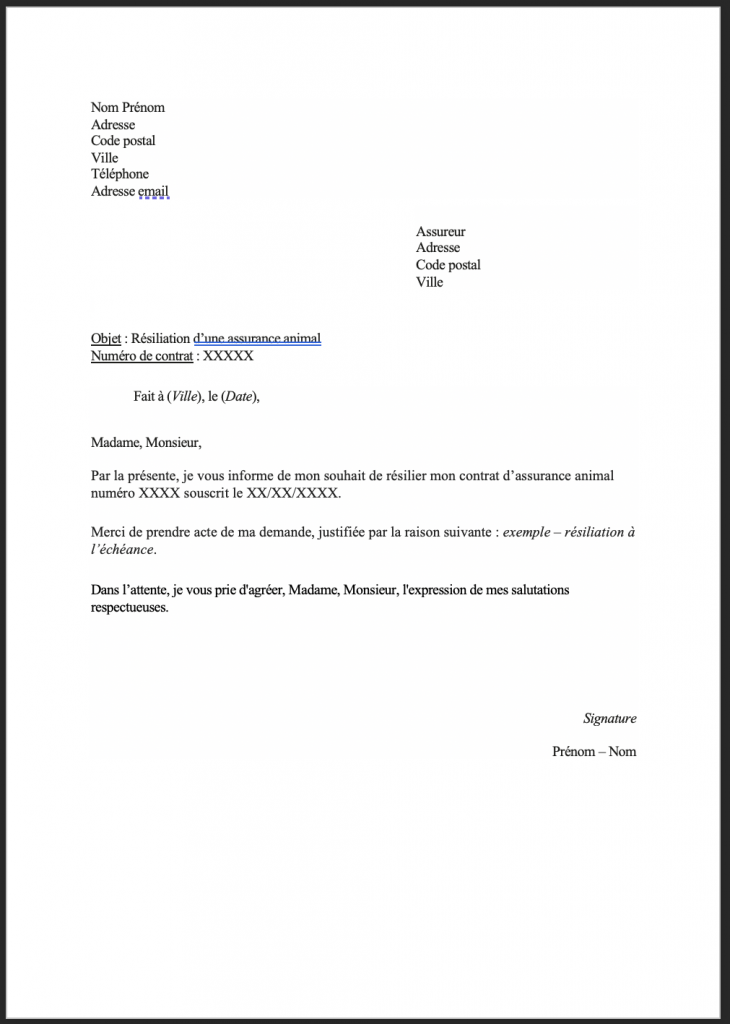 lettre pour animaux 2021