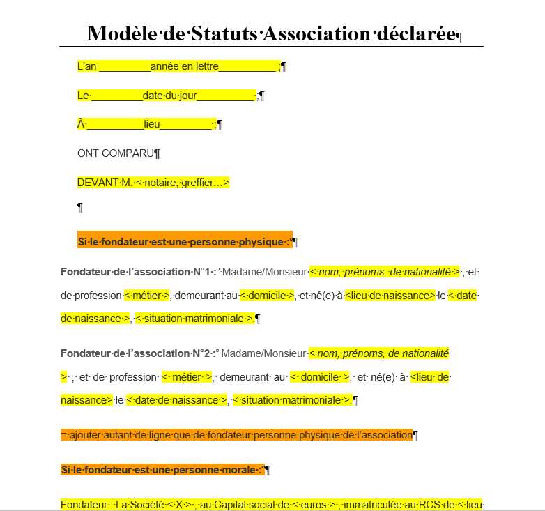 modèle statuts d'association