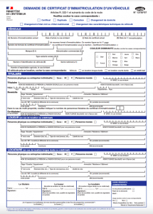 Certificat d'immatriculation d'un véhicule d'occasion  document