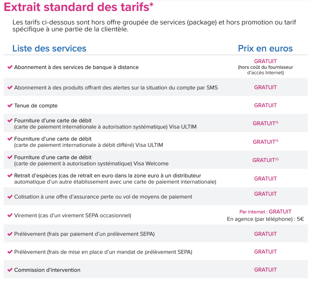 tarifs boursorama banque en ligne