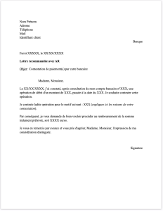 lettre contestation paiement carte bancaire