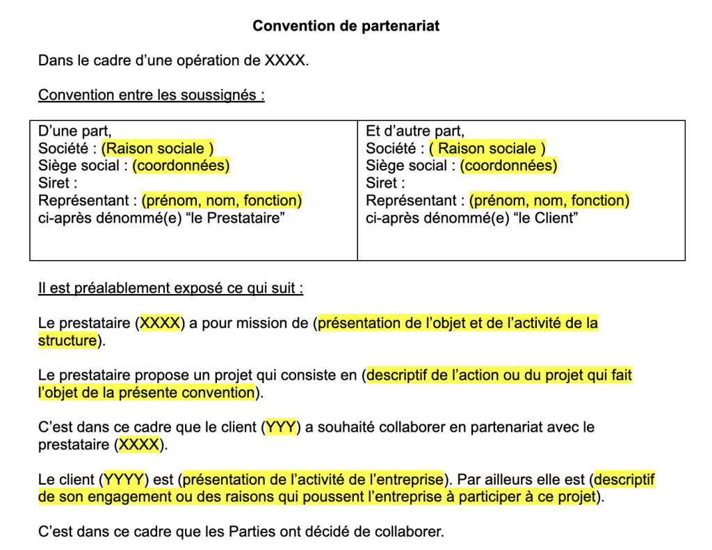 convention de partenariat