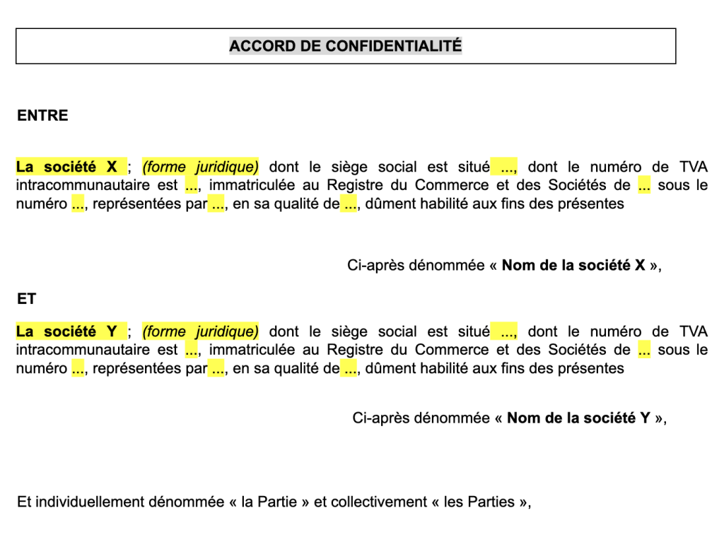 modele accord de confidentialite