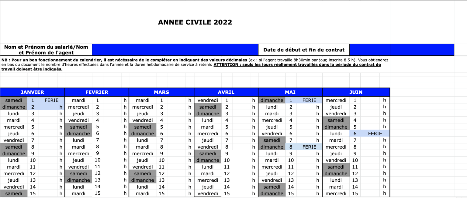Modèle annualisation du temps de travail (Mise à jour 2023)