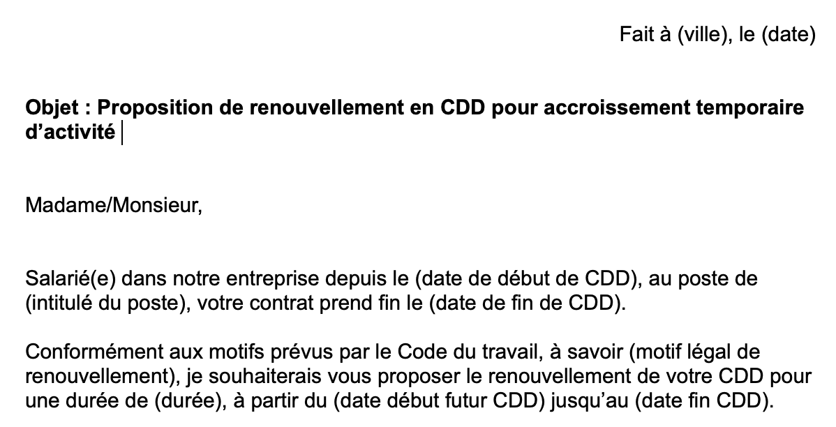 Renouvellement de CDD pour accroissement temporaire d
