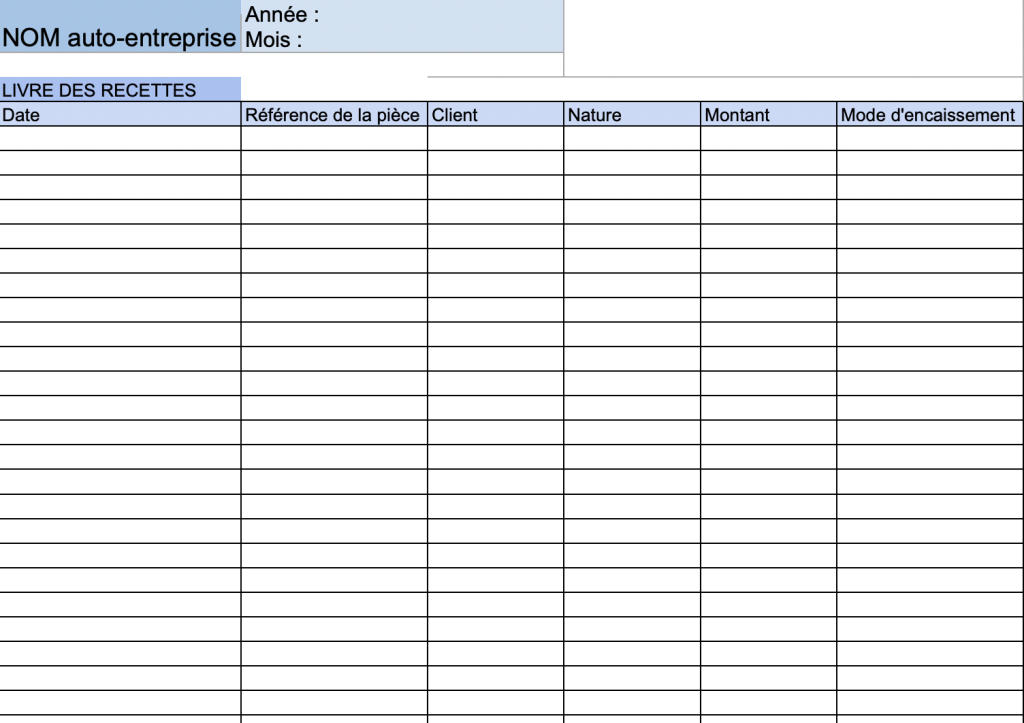 livre de compte auto entrepreneur : Cahier de comptabilité