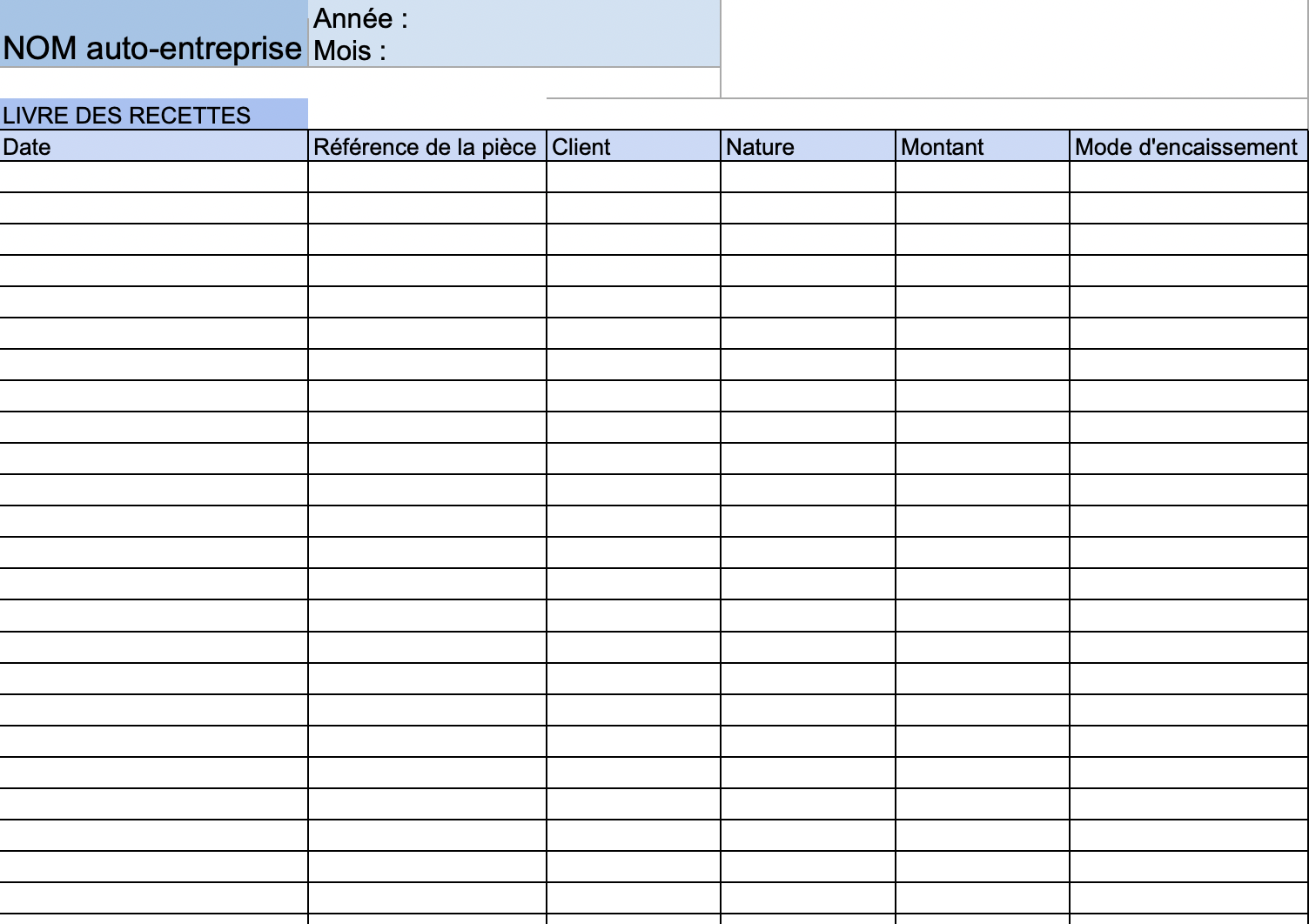 Comment tenir un livre de recettes autoentrepreneur gratuit