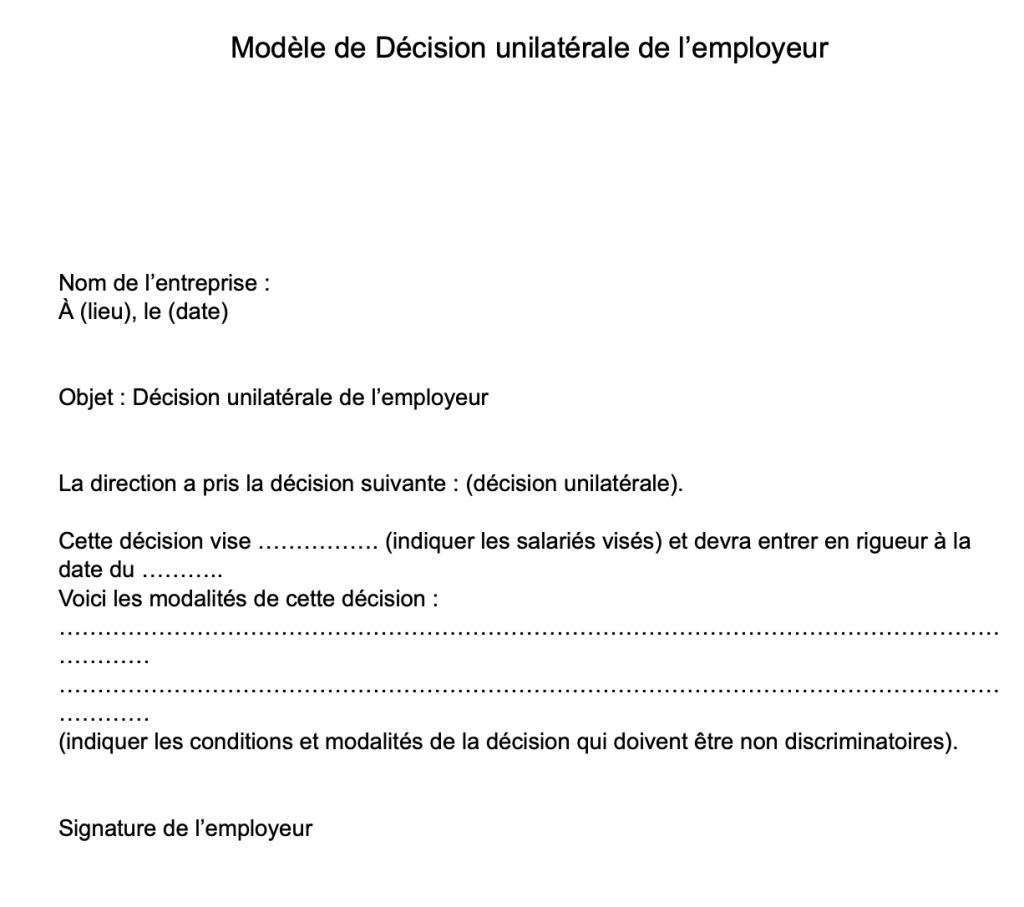 Mod le De D cision Unilat rale De L employeur Mod le De D cision Unilat rale De L employeur