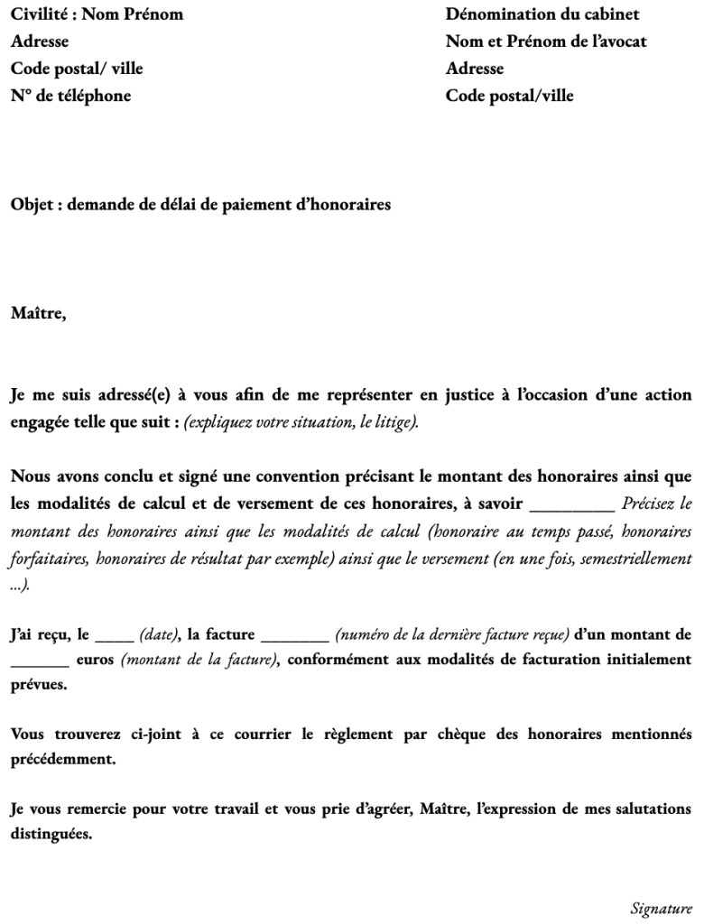 modele paiement avocat